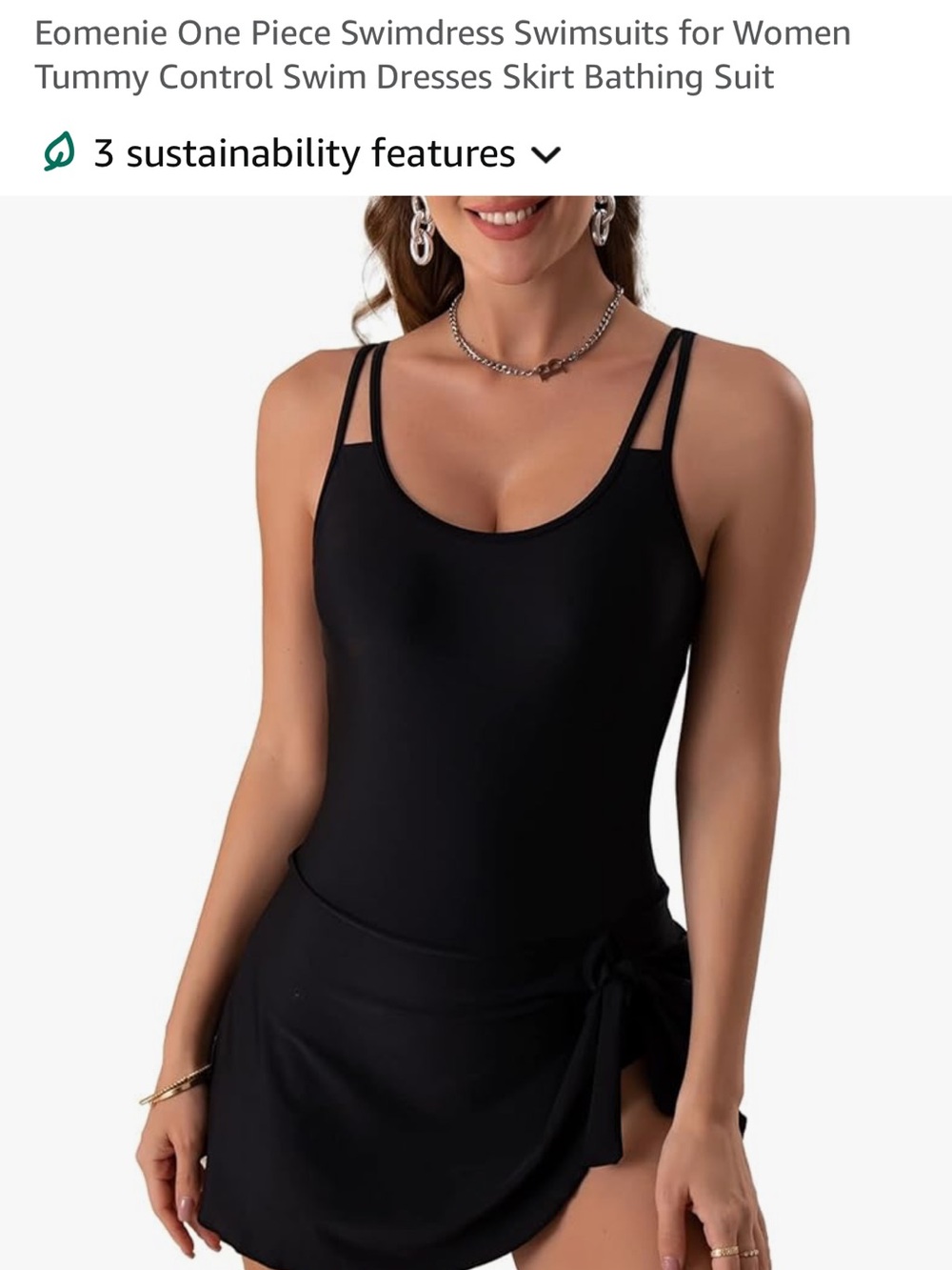 Black One-Piece Swim Dress